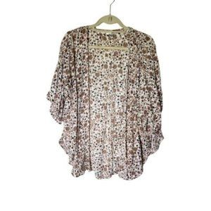 Amuse Society Floral White Flowy Open Front Kimono size XS/S